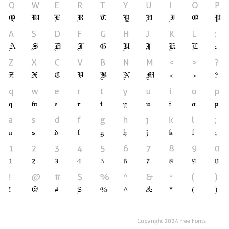 Character Map of Lincoln Regular