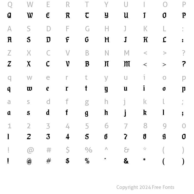 Character Map of Lindberg Regular