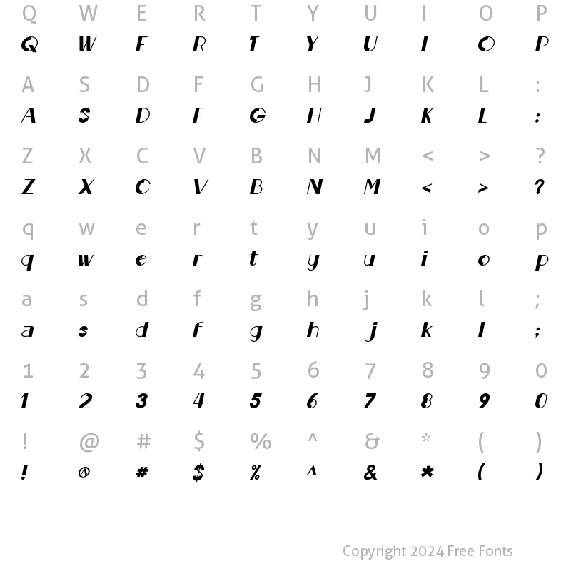 Character Map of Line Bold Italic