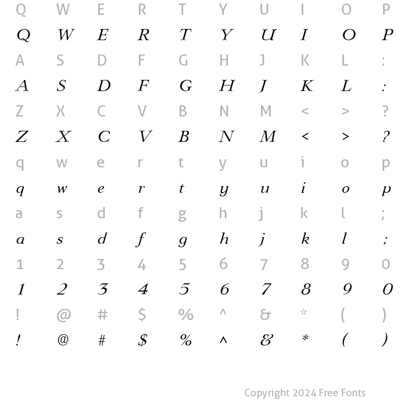 Character Map of Lingwood Italic