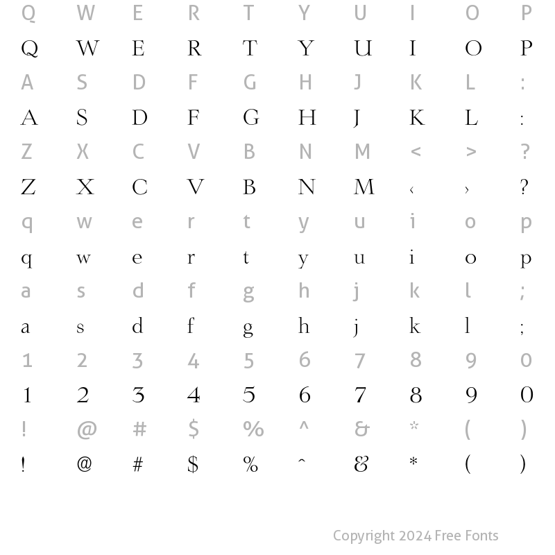 Character Map of Lingwood-Light Regular