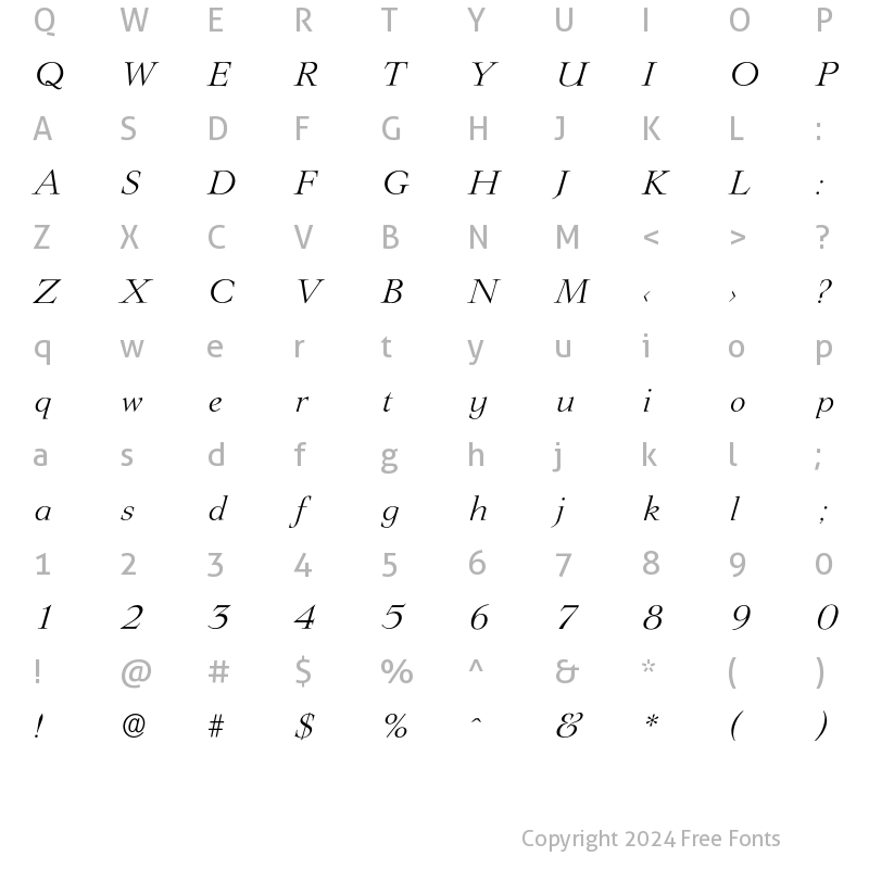 Character Map of Lingwood-LightIta Regular