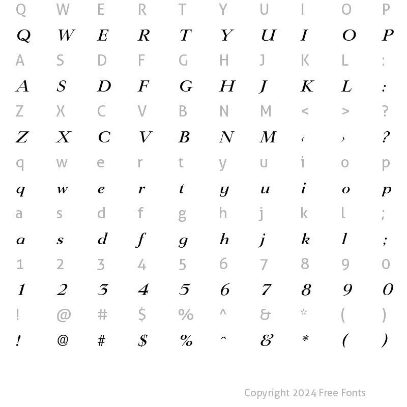 Character Map of Lingwood-MediumIta Regular