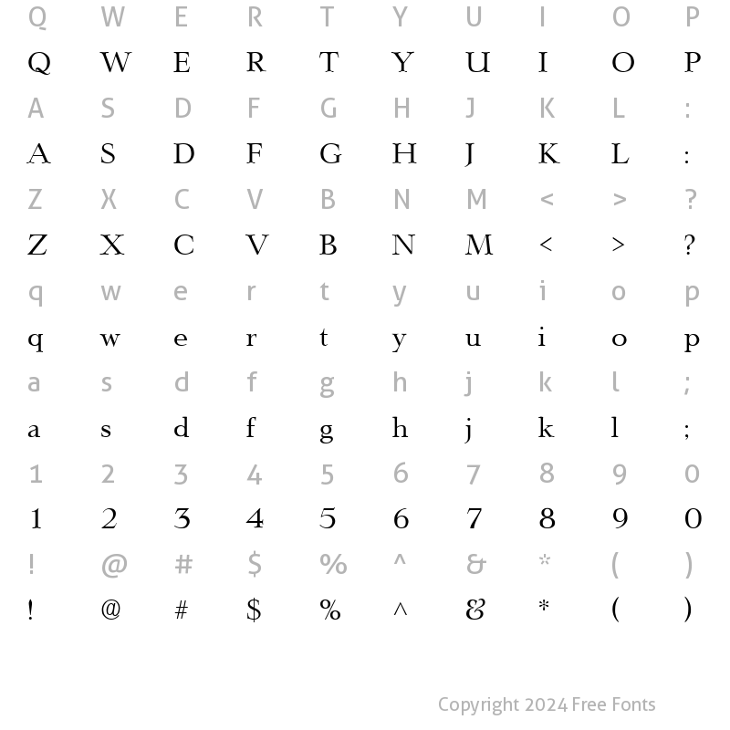 Character Map of Lingwood Regular