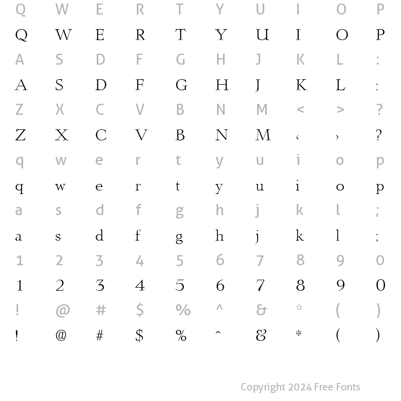 Character Map of Lingwood-Serial-Light Regular