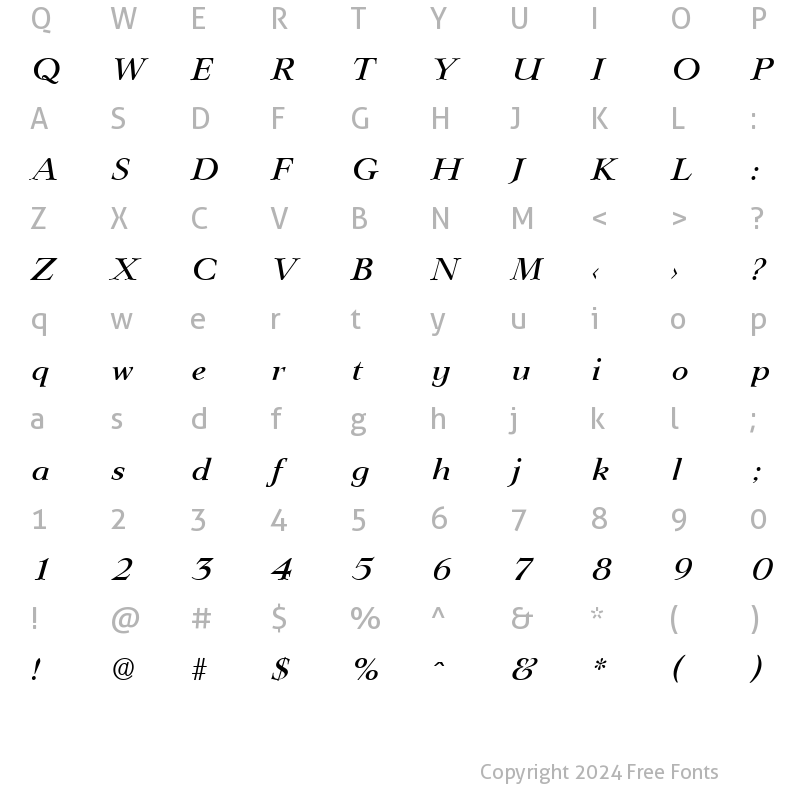 Character Map of Lingwood-Serial-Medium RegularItalic