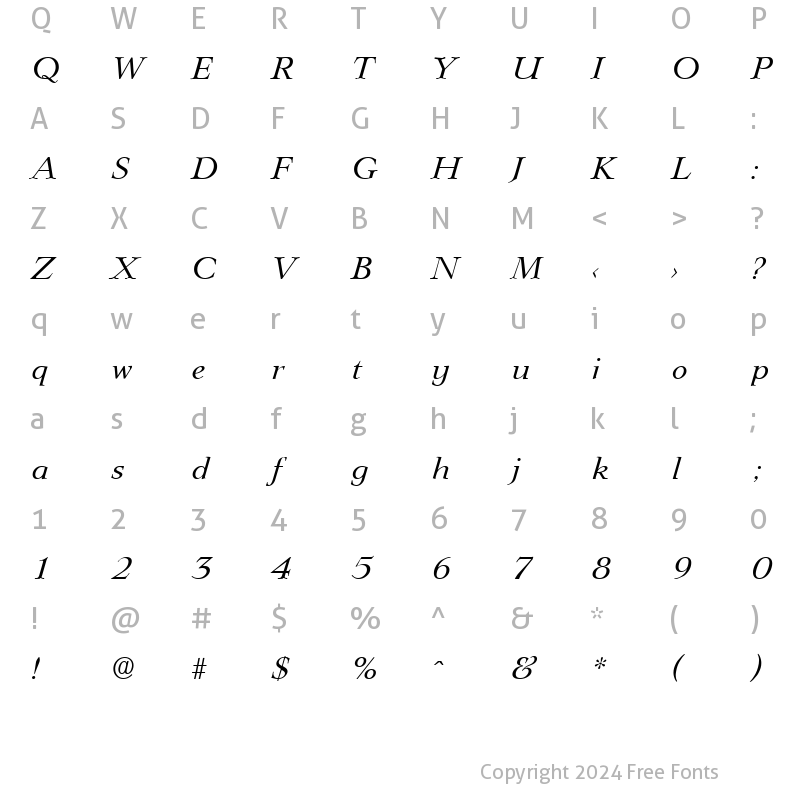 Character Map of Lingwood-Serial RegularItalic