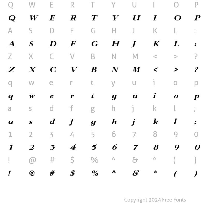 Character Map of LingwoodEF Bold Italic