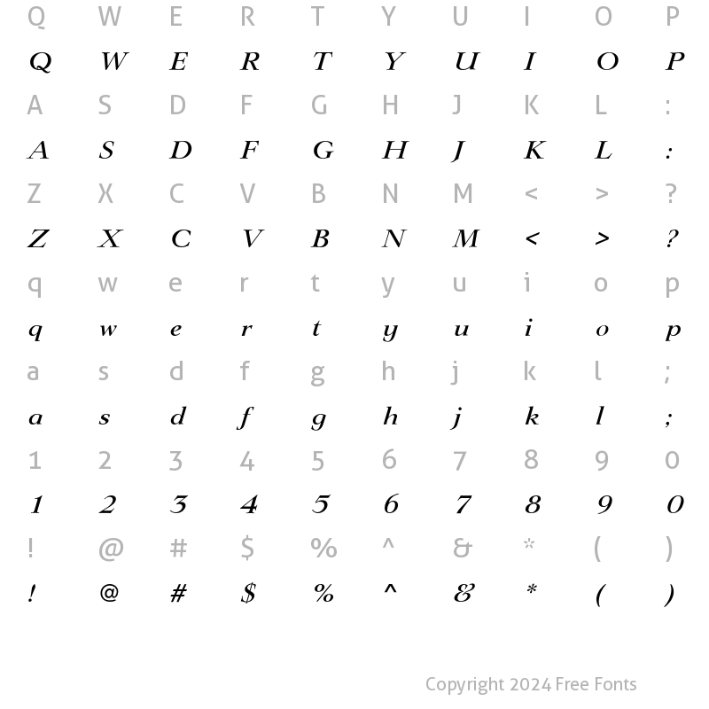 Character Map of LingwoodEF Medium Italic