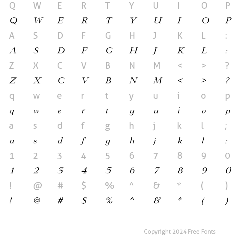 Character Map of LingwoodEF Regular Italic