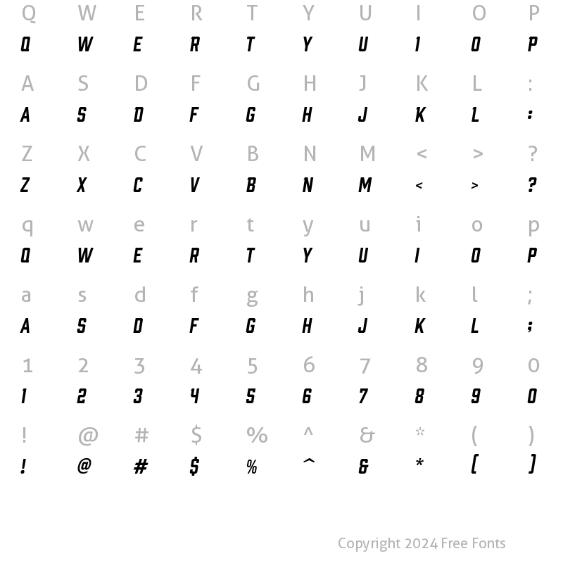 Character Map of Link Start Italic