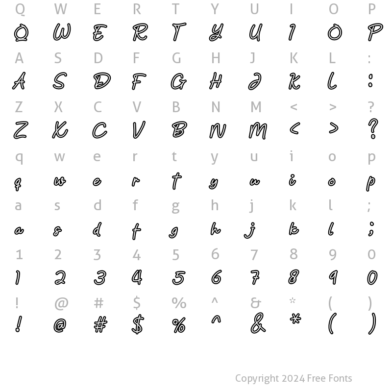 Character Map of Linlove Regular