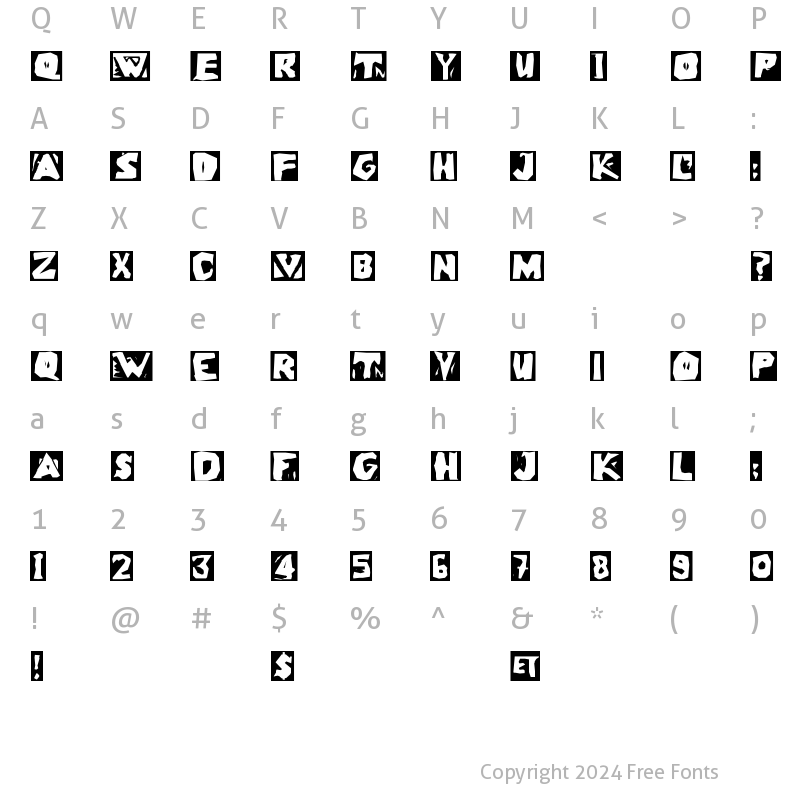 Character Map of LinoLeumInvers Regular