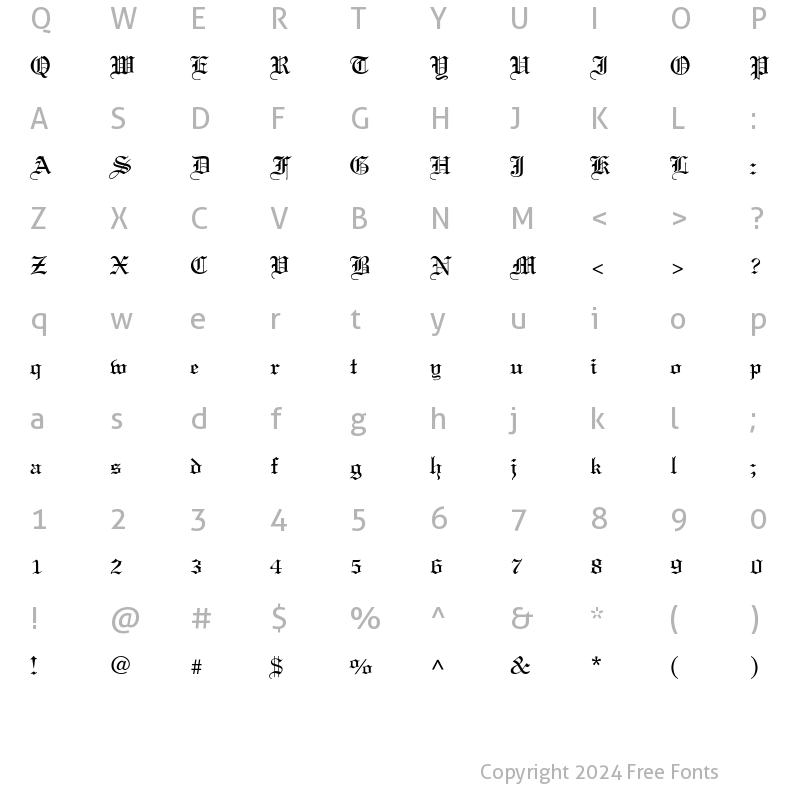 Character Map of Linotext-Light Regular