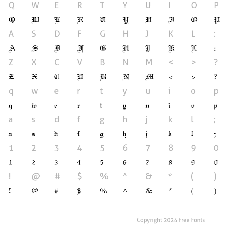 Character Map of Linotext Regular