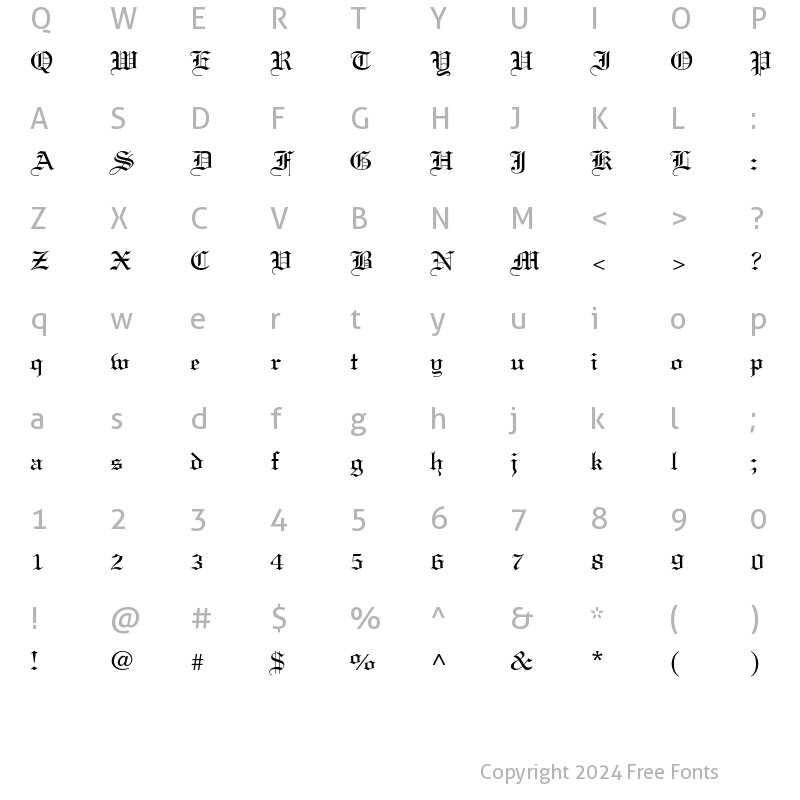 Character Map of Linotext Std Regular