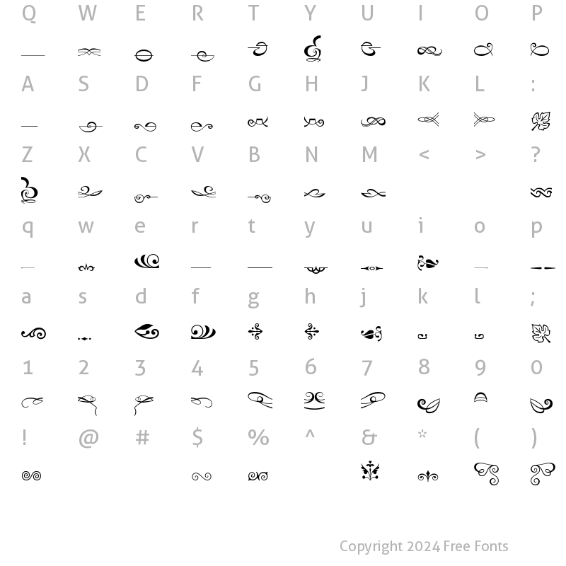 Character Map of Linotype Decoration Pi 1 Regular