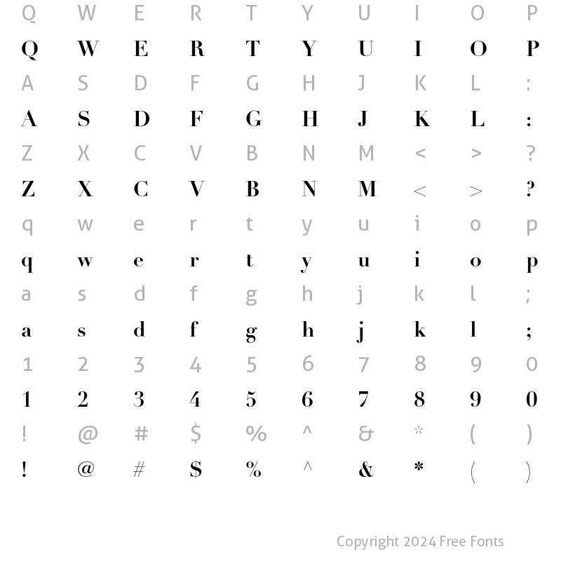 Character Map of Linotype Didot Bold