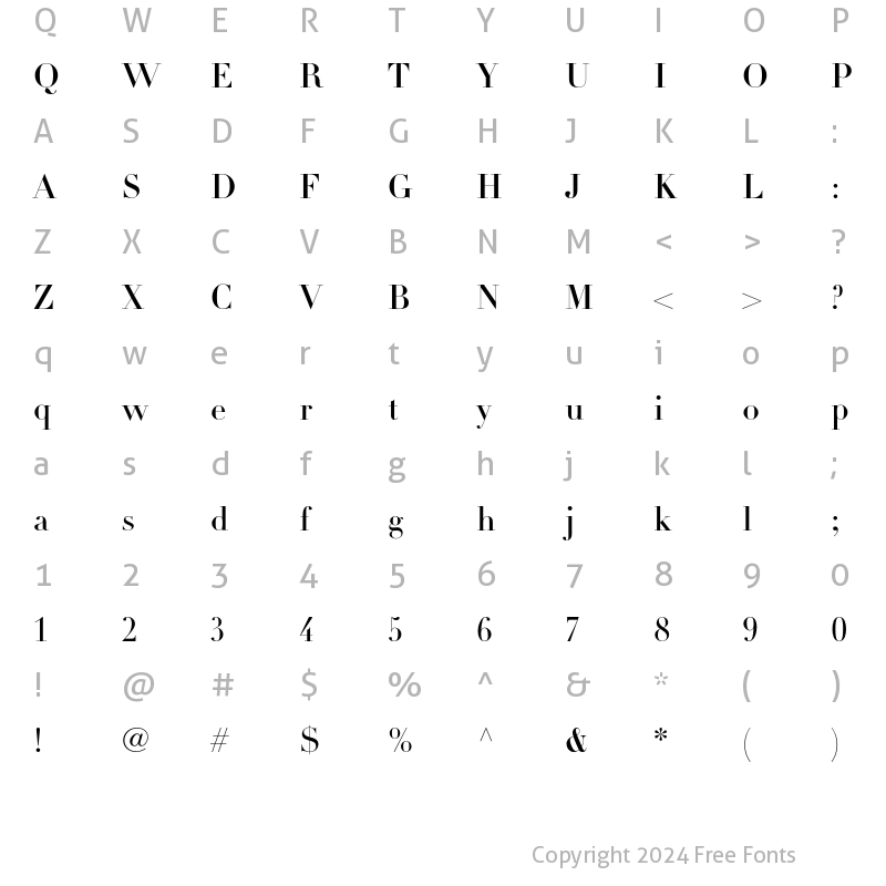 Character Map of Linotype Didot Headline Regular