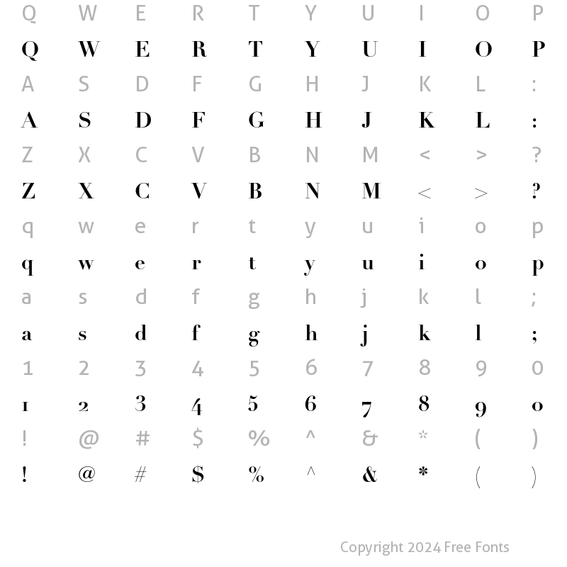 Character Map of Linotype Didot Oldstyle Figures Bold