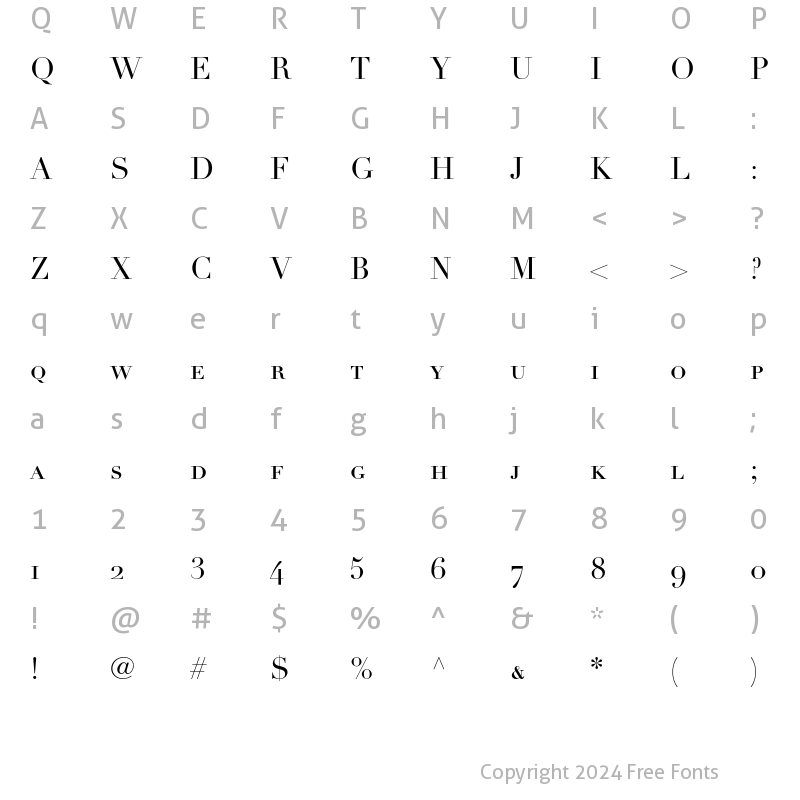 Character Map of Linotype Didot Small Caps & Old Roman