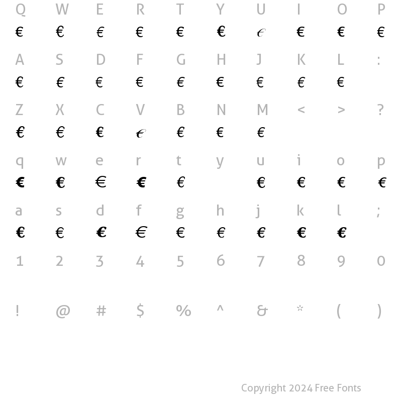 Character Map of Linotype EuroFont R to S Regular