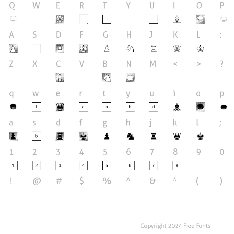 Character Map of Linotype Game Pi Chess Draughts Regular