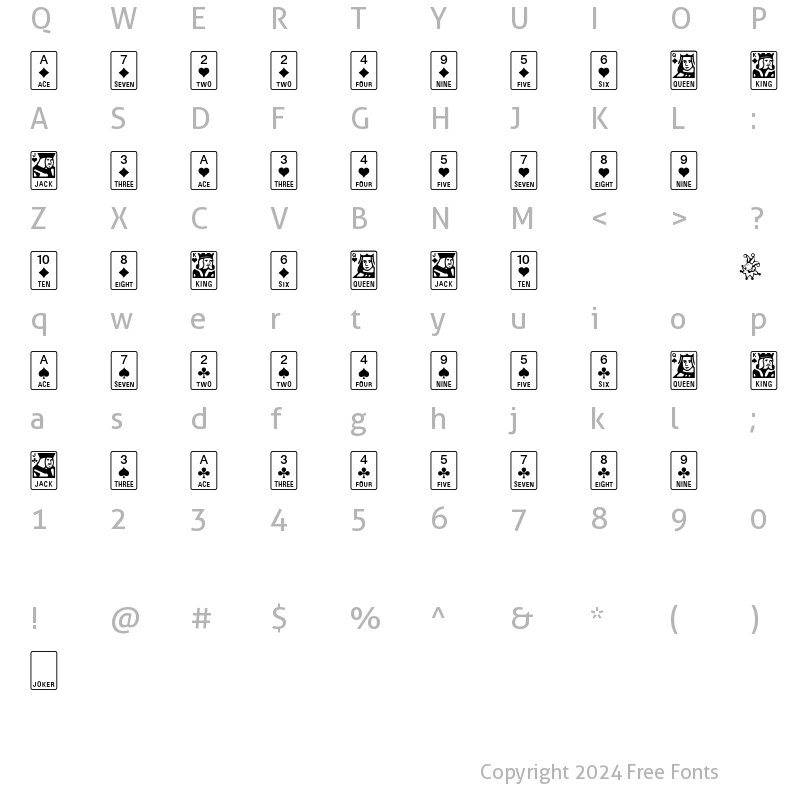 Character Map of Linotype Game Pi English Cards Regular