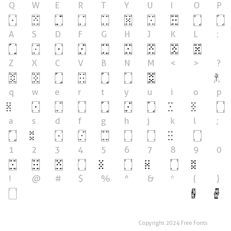 Character Map of Linotype Game Pi French Cards Regular