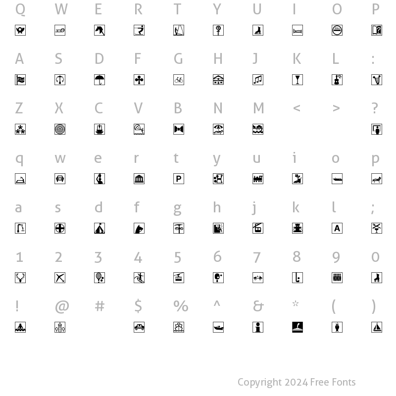 Character Map of Linotype Holiday Pi 2 Regular