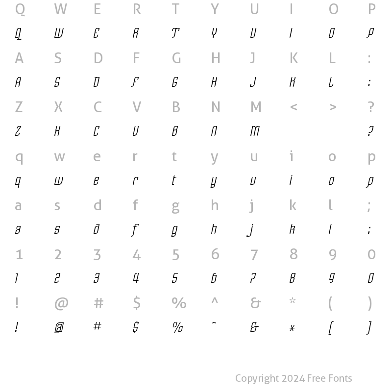 Character Map of Linotype Rezident One Regular