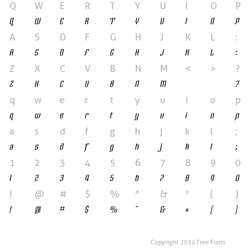 Character Map of Linotype Rezident Two Regular