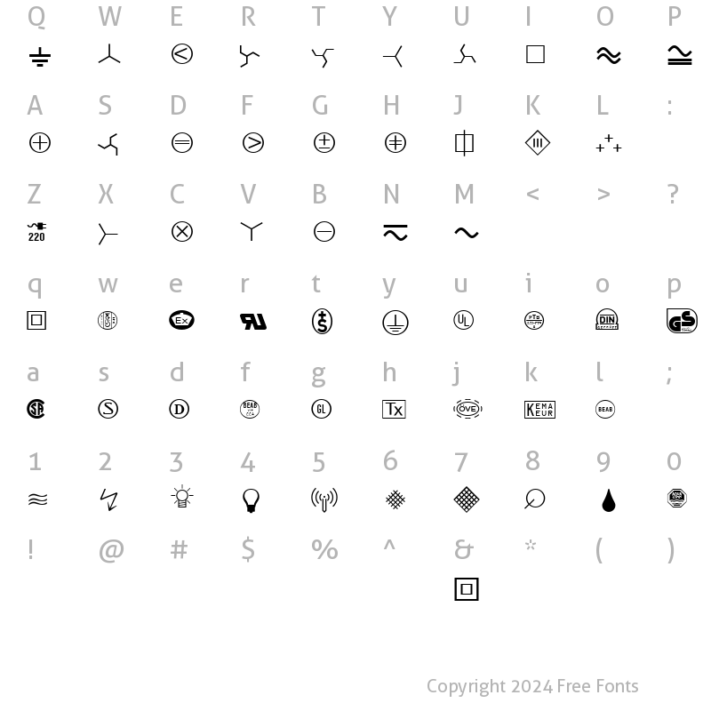 Character Map of Linotype Technical PiTwo Regular