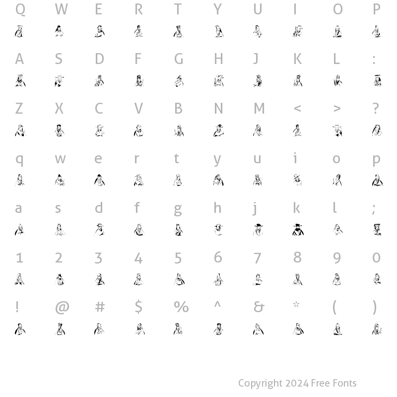 Character Map of LinotypeAncientChinese Regular