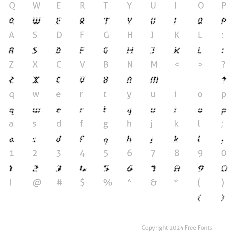 Character Map of LinotypeDot Italic