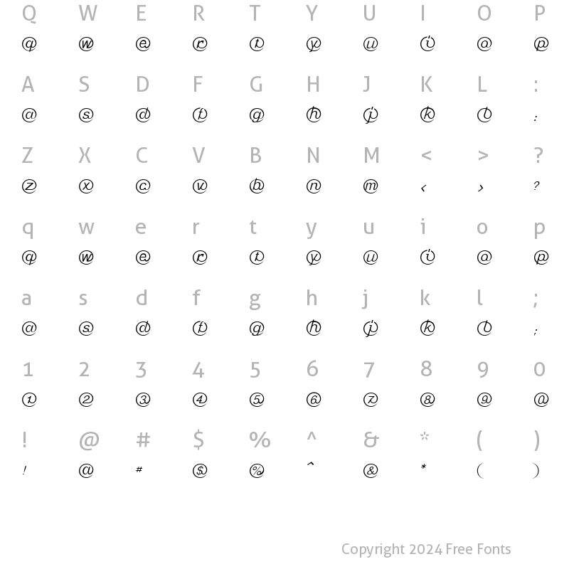 Character Map of LinotypeMailbox-Light Light