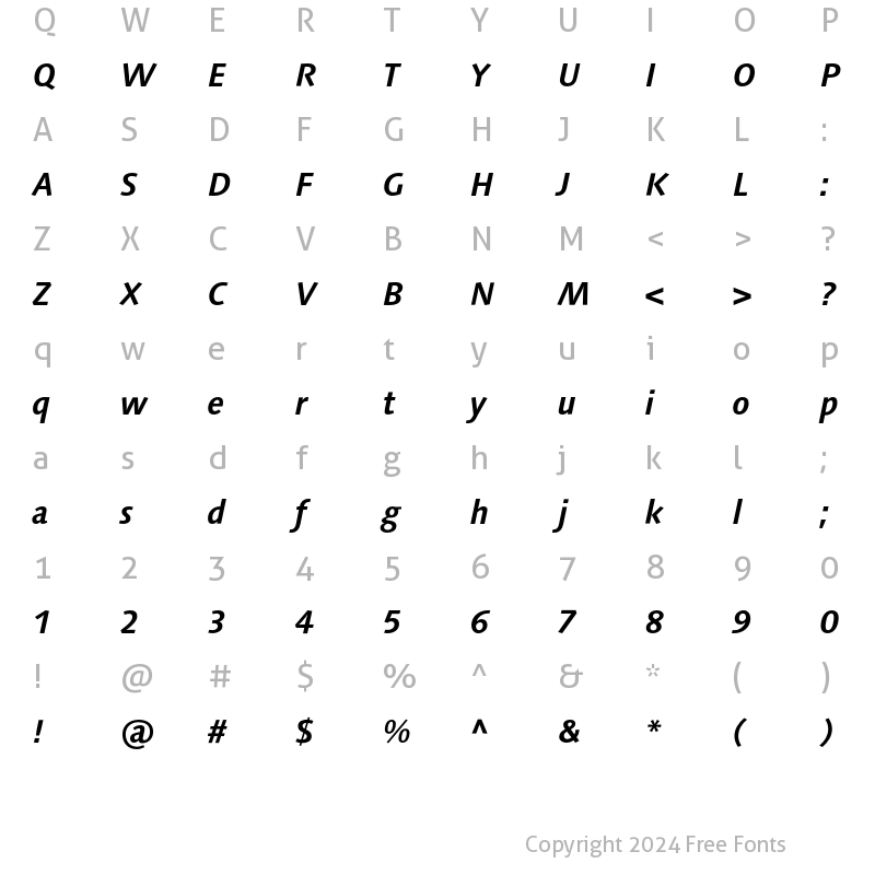 Character Map of LinotypeSyntax Bold Italic