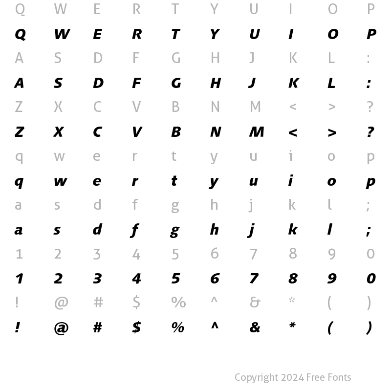 Character Map of LinotypeSyntax Heavy Italic