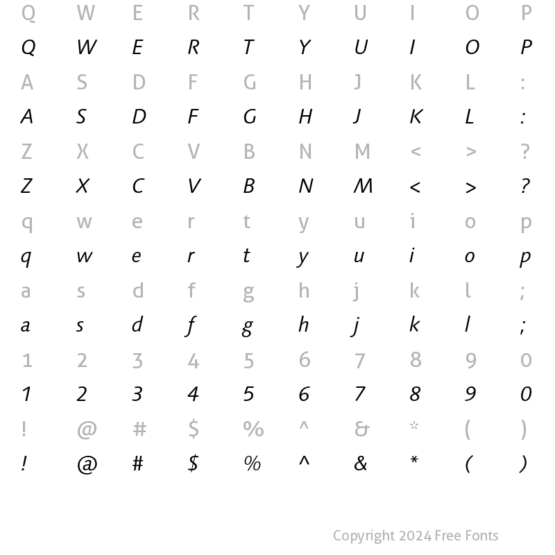 Character Map of LinotypeSyntax Italic