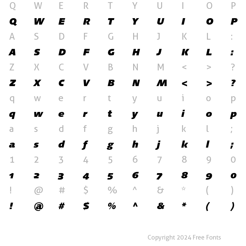 Character Map of LinotypeSyntaxOsF BlackIt Regular