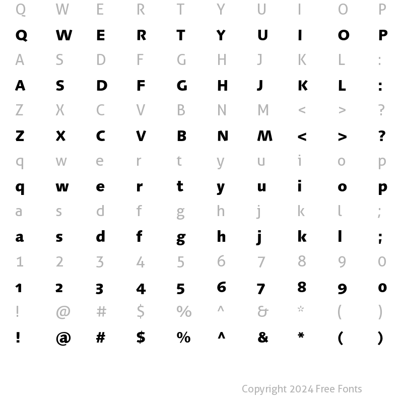 Character Map of LinotypeSyntaxOsF Heavy Regular