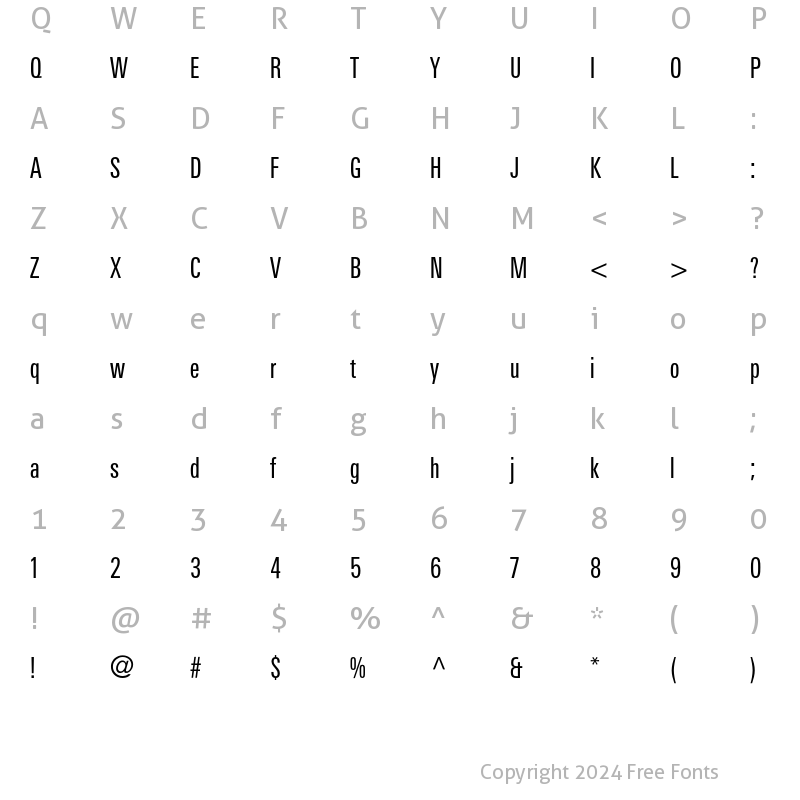 Character Map of LinotypeUnivers Comp Regular