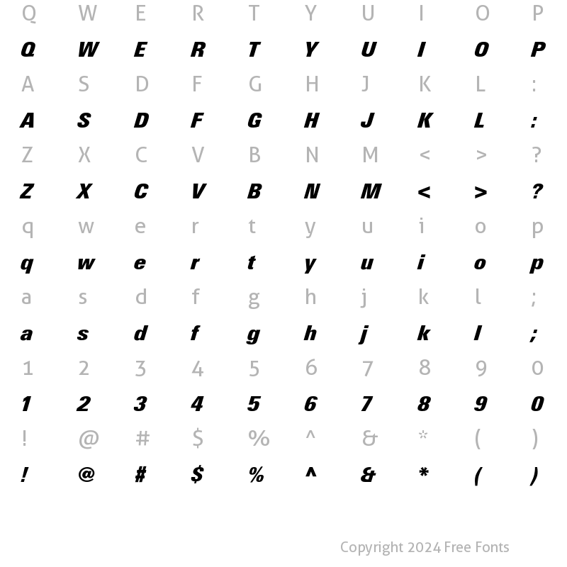 Character Map of LinotypeUnivers CondExtraBlackI Regular