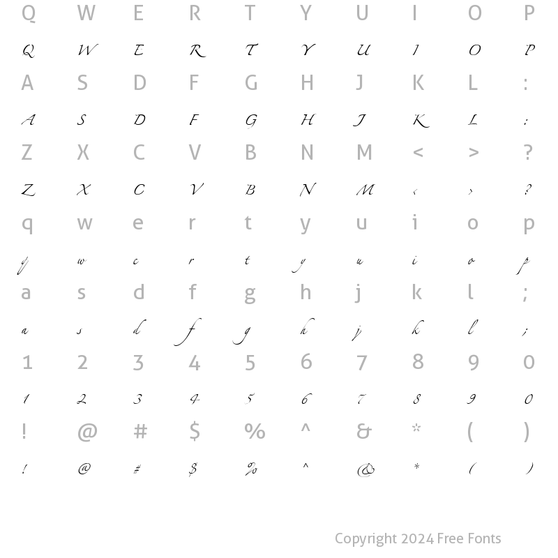 Character Map of LinotypeZapfino One