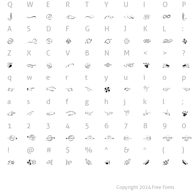 Character Map of LinotypeZapfino Ornaments