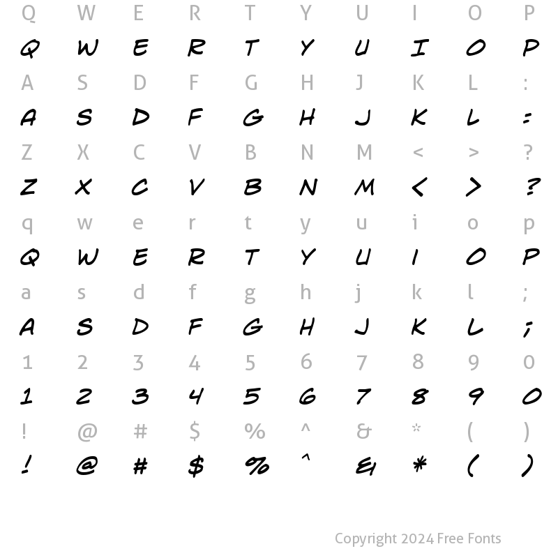 Character Map of Lint McCree BB Italic