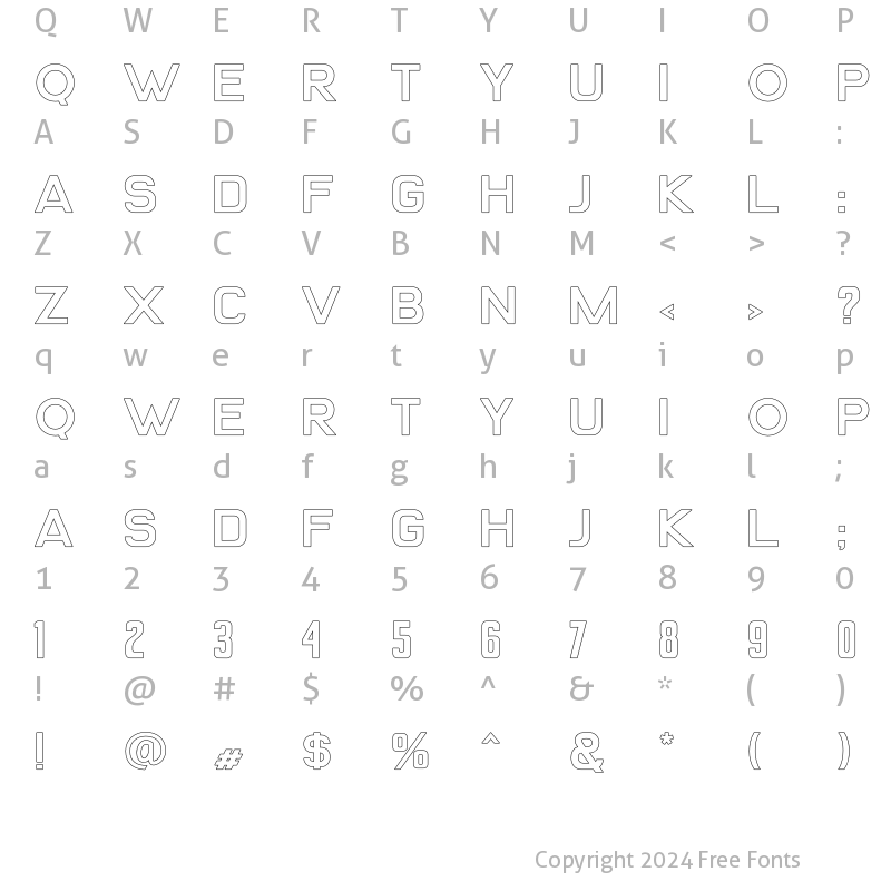 Character Map of Lione Outline Regular