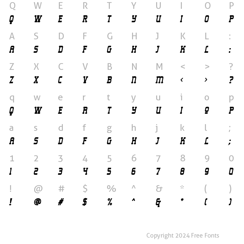 Character Map of Liong Italic