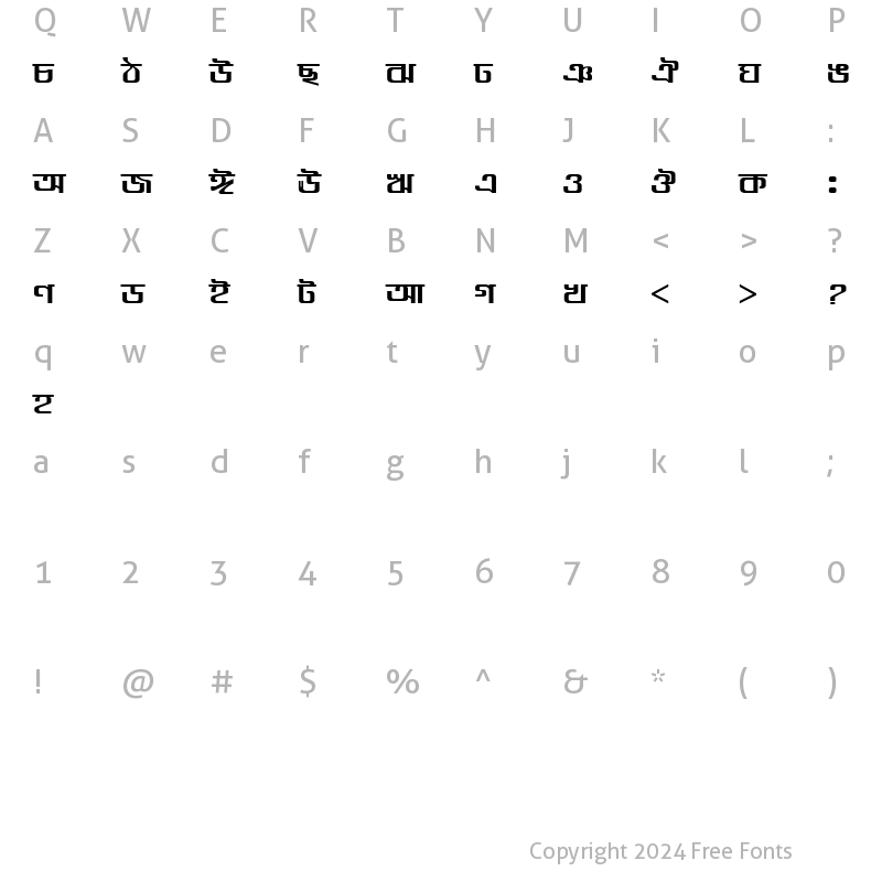 Character Map of LipiBelyExp Normal