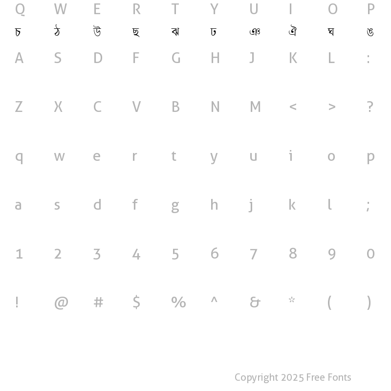 Character Map of LipiBold Normal